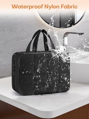 Travel Toiletry Bag with Separate Jewelry Organizer, Water-resistant Makeup Bag with Hanging Hook, Large Capacity Travel Organizer for Toiletries, Cosmetic, Vacation Accessories - Medium - Image 5