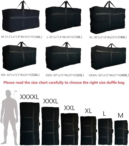 Extra Large Storage Duffle Bag for Travel, Black Oversized Giant Big Traveling Duffle Bag - Image 2