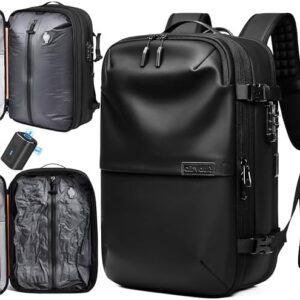 AirVault Vacuum Seal Travel Backpack 60L - Expandable Air Compression Vacuum System, Airback, Vacpack, Water-Resistant, Carry-On with TSA Lock Fits 19" Laptop, Backvac (Black)