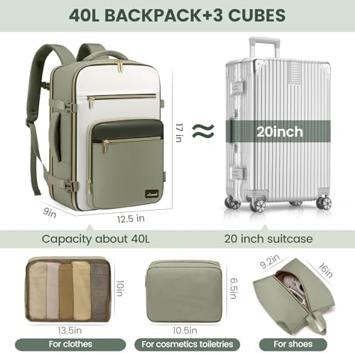 LOVEVOOK Travel Backpack For Women,40L Carry On Backpack Flight Approved,TSA Personal Item Travel Bag Fits 17 Inch Laptop,Business Weekender Overnight Daypack with Toiletry Bag and Cubes - Image 4