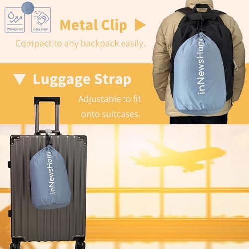 Travel Blanket Airplane Compact with Bag, Lightweight & Packable 2 in 1 Airplane Blanket or Travel Pillow, Travel Essentials for Women Men & Kids, Navy - Image 4