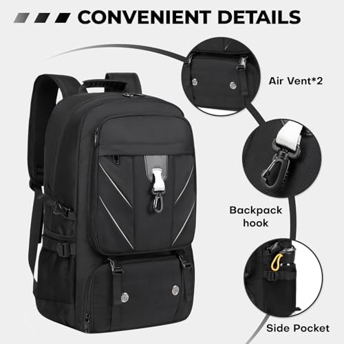 18.4 Inch Large Travel Backpack with Shoe Compartment,80L Water Resistant Anti Theft Backpacks with USB Charging Port,Carry on Flight Approved Laptop Bag Multiple Compartments,for Men Women - Image 3
