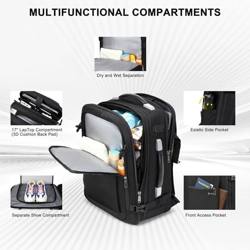 Vacuum Backpack Travel, Airback Backpack 60L Expandable Travel Easyvacpack, Compression Carry-On Vacuum Bags with Pump and TSA Lock, Ideal for Traveler Businessman College Graduate Coworker, Black - Image 9