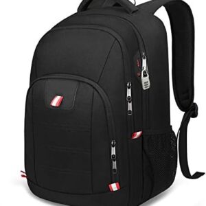 Della Gao Travel Laptop Backpack, Black Backpack for Men and Women with USB Charging Port Business Computer Back Pack (Black, 15.6 Inch)