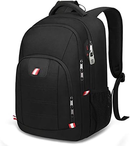 Della Gao Travel Laptop Backpack, Black Backpack for Men and Women with USB Charging Port Business Computer Back Pack (Black, 15.6 Inch)