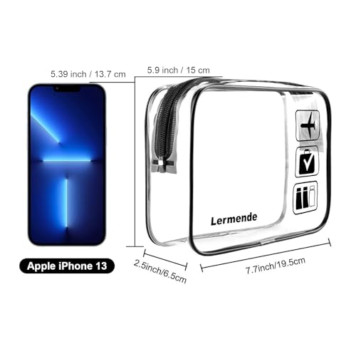 Lermende 2pcs Clear Toiletry Bag TSA Approved Travel Bag,Carry On for Travel,Airport Airline Accessories Compliant Bag,Quart Sized Makeup Cosmetic bag Women Men (Black Clear, 2 Pack) - Image 2