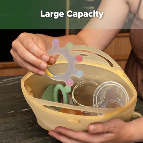 Haakaa Silicone Microwave Steamer & Steriliser Bag, 2000ml Large Capacity Reusable Steaming Bags for Baby Bottles/Breast Pump/Accessories/Pacifiers/Teethers,Great for Home and On-The-Go,Pineapple/2PCS - Image 3