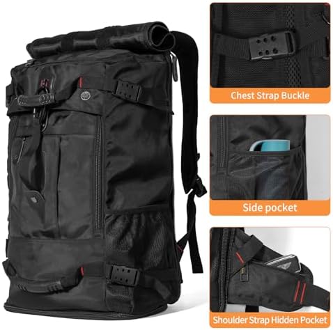 Travel Backpack Carry On Backpack Durable Convertible Duffle Bag Fit for 15.6 Inch Laptop for Men and Women hiking airplane shoes bag extendable three way uses multiple - Image 7