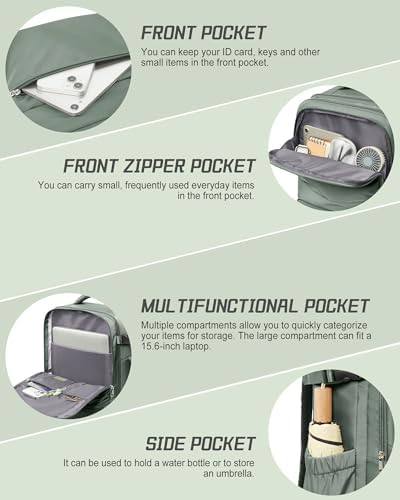 coofay Travel Backpack for Women Men Carry on Backpack for Travel Backpack Carry on Flight Approved Personal Item Travel Bag Carry on Luggage Mochila de Viaje Green - Image 6