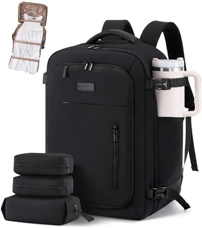 LOVEVOOK Travel Backpack for Women Men with Garment Bag, 40L Carry on Backpack as TSA Personal Item Flight Approved, Luggage Daypack Fits 17.3" Laptop, Overnight Business Weekender Travel Essential