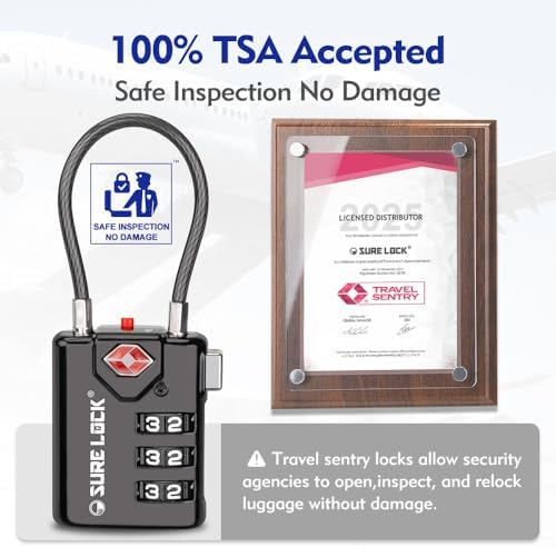 SURE LOCK TSA Compatible Travel Luggage Locks, Inspection Indicator, Easy Read Dials - 2 pack - Image 3