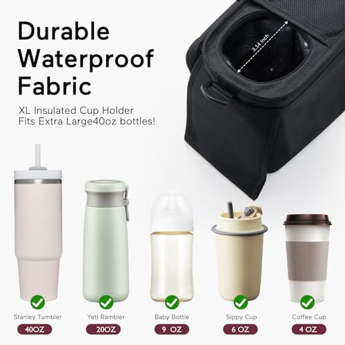 Momcozy Universal Stroller Organizer with Insulated Cup Holder Detachable Phone Bag & Shoulder Strap, Fits for Stroller like Uppababy, Baby Jogger, Britax, BOB, Umbrella and Pet Stroller - Image 5