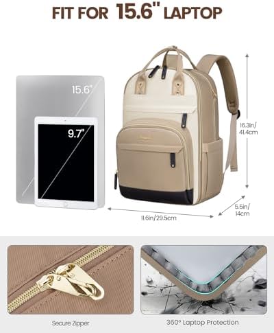 LOVEVOOK Laptop Backpack Women,Large Capacity 15.6 inch Laptop Bag Travel Backpack for Women,Computer Work College Teacher Backpacks with USB Port,Waterproof Personal Item Backpack Casual Daypack - Image 4