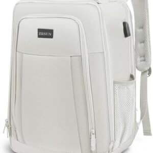Travel Backpack, Business Anti Theft Slim Sturdy Laptops Backpack with USB Charging Port, Water Resistant College School Laptop Bag for Men & Women Fits 15.6 Inch Notebook (Beige)