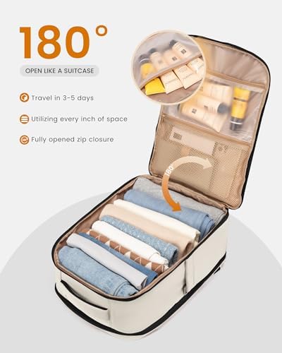 LOVEVOOK Travel Backpack For Women with Waist Strap, 40L Carry On Backpack Luggage Flight Approved,TSA Personal ltem Travel Bag Essentials Fits 17.3 Inch Laptop,Weekender Daypack with 3 Packing Cubes - Image 7
