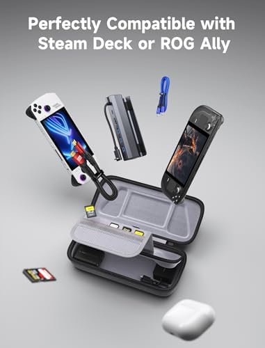 JSAUX Carrying Case Compatible with Steam Deck/ROG Ally/Switch 2, Protective Hard Shell Carry Case Built-in Charger & Docking Station Storage, Portable Travel Bag for Steam Deck OLED/ROG Ally X - Image 5