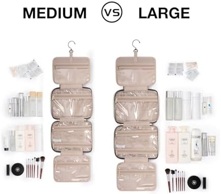BAGSMART Toiletry Bag Travel Bag with Hanging Hook, Water-resistant Makeup Cosmetic Bag Travel Organizer for Accessories, Shampoo, Full-size Container, Toiletries (Baby Pink, Medium) - Image 2