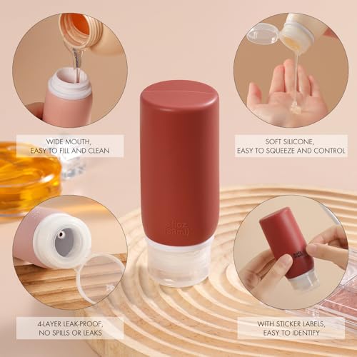 Muslish 21 Pack Travel Bottles for Toiletries, Leak-Proof TSA Compliant Silicone Travel Size Containers for Shampoo and Conditioner, BPA Free with Toiletry Bag (Cream) - Image 3