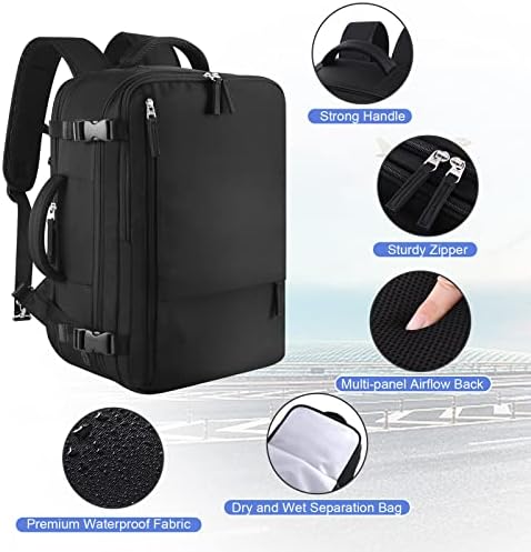 Large Travel Backpack for Women Men, Expandable 40L Carry On Backpack, 17 Inch Laptop Backpack College Bookbag, Waterproof Travel bag as Person Item Flight Approved - Image 4