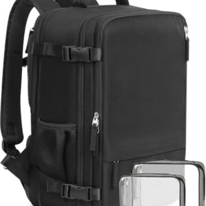 Beraliy Travel Backpack for Men Women, Large Carry On Backpack, Personal Item Bag Airline Approved, 17 inch Laptop Backpack, Business Work Gym Weekender Bag, Black