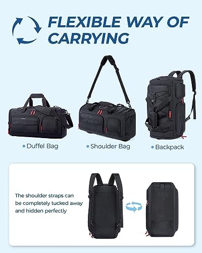 BAGSMART Gym Bag for Women & Men, 35L Sports Travel Duffel Bag with Shoe Laptop Compartment,Anti-Theft Carry On Weekender Bag for Airplane,Workout Overnight Backpack for Travel,Black - Image 6