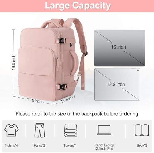 Travel Backpack for Women, Flight Approved Carry On Backpack with USB Charging Hole, Lightweight Travel Bag, Waterproof Causal Bookbag for College, Travel, Work - Image 3