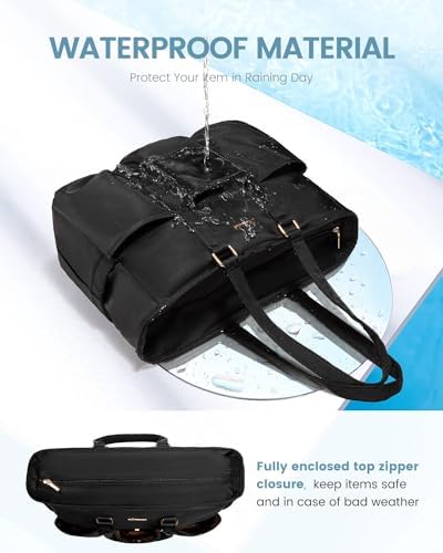 LOVEVOOK Laptop Tote Bag for Women Work, Teacher Tote Bag Nurse Bag With Large Cup Holder, Utility Professional Computer Bag For Work/Travel/College/Daily, Large Purse Handbag With Multi Pockets - Image 4