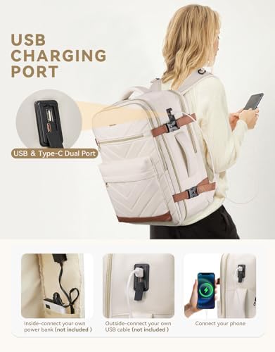 BOSTANTEN Travel Backpack For Women, TSA Carry On Backpack for Airplanes, Personal Item Backpack Fits 15.6 Inch Laptop with USB&Type-C Charging Port, Weekender Overnight Daypack with 2 Packing Cubes - Image 5