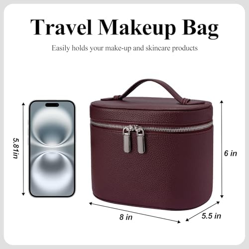 Makeup Bag, Travel Make up Case with Compartments and Handle, Portable Cosmetic Organizer Bags,Toiletry Bag for Women - Image 2