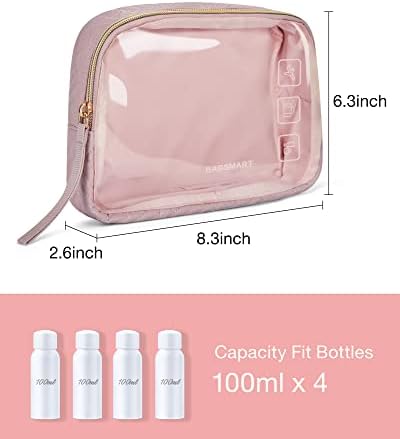 BAGSMART TSA Approved Toiletry Bag, 2 Pack Clear Makeup Cosmetic Bag Organizer, Quart Size Travel Bag for Toiletries, Carry-on Travel Accessories Essentials - Pink - Image 5