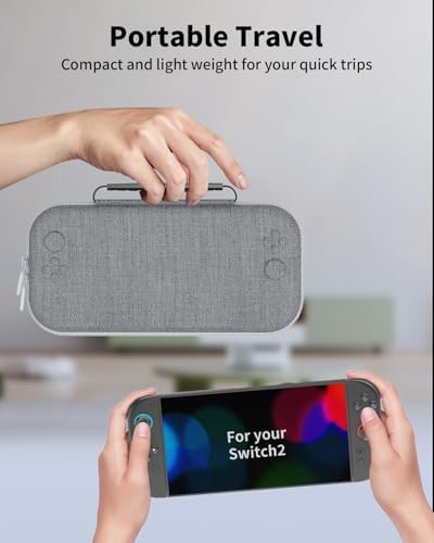 Carrying Case for Nintendo Switch 2 [7.9''] 2025 with 12 Game Card Slots, DUXICEPIN Hard Portable Travel Case Storage Bag Protective Pounch for Nintendo Switch 2 Console and Accessories (Grey) - Image 7