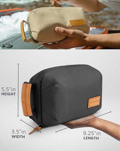 Tech Bag Organizer - Small Electronics Organizer Pouch for Travel - Premium Travel Case with Leather Accents - Mesh Pocket for Cables, Cords and Chargers (Black) - Image 3