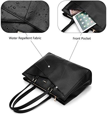 LOVEVOOK Laptop Tote Bag for Women 15.6 Inch Waterproof Leather Computer Bags Business Office Work Briefcase Black - Image 2