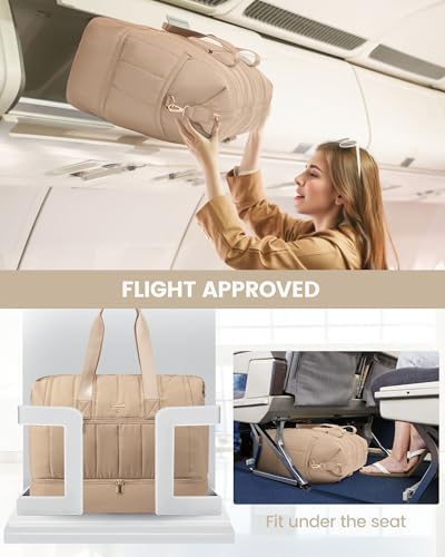 LOVEVOOK Travel Duffle Bag,Puffer Weekender Bags For Women with Shoe Compartment,42L Carry On Duffel Bags For Airplanes,Hospital Bag for Labor and Delivery,Overnight Bag With Toiletry Bag,2Pcs Set - Image 6