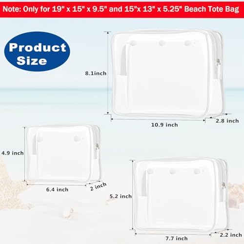 Clear Insert Bag Accessories for Beach Tote Bag, Clear Travel Storage Inner Pouch for Cosmetic, Toiletry & Makeup Brush Organizer Divider - Image 2