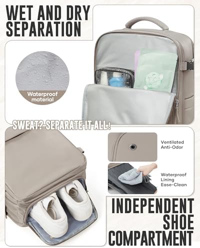 Vacuum Travel Backpack with Electric Pump for Women Men, Vacpack Seal Compression Bags Waterproof Travel Backpack Carry on Flight Approved, Airback Personal Item Carry on Backpacks（grey brown） - Image 4