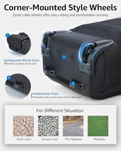 Rolling Backpack, 30L Travel Laptop Backpack with Wheels, 15.6 Inch Roller Carry on Luggage with USB Charging Port, Flight Approved Personal Item Wheeled Suitcase for Men Women Adults, Black - Image 4