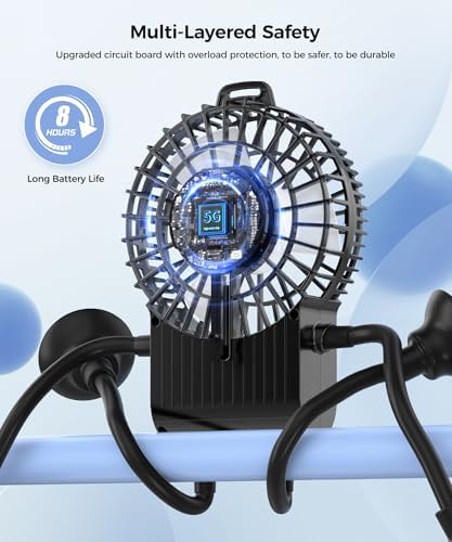 Freestyle Small Robot Fan, Fun Desk Fan with Suckers, Rechargeable Portable Fan and Phone Stand 2 in 1 for Office, Travel and Cars, Black - Image 5