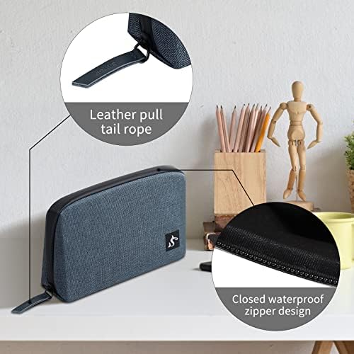 Electronic Organizer Travel Case – Waterproof Cable Bag for Cord, Charger, Hard Disk, Power Bank – Small Tech Storage for Travel, Backpack, Business Trip, Airplane (Blue) - Image 2