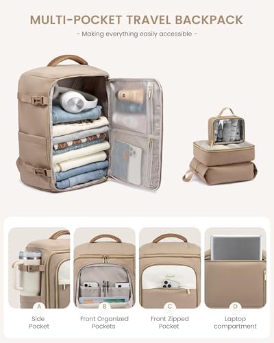 LOVEVOOK 40L Travel Backpack for Women, TSA Approved Carry On Backpack with 3 Packing Cubes, Personal Item Bag Fits 17" Laptop, Water-resistant Travel Carry On Bag for Women - Image 5