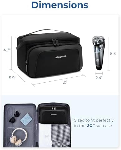 BAGSMART Toiletry Bag for Men, Wide Opening Travel Bag for Toiletries, Dopp Kit Water Resistant Shaving Hygiene Bag for Bathroom Shower, Toiletries Accessories,Travel Essentials-Gray - Image 6