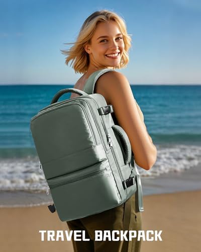 coofay Travel Backpack for Women Men Carry on Backpack for Travel Backpack Carry on Flight Approved Personal Item Travel Bag Carry on Luggage Mochila de Viaje Green - Image 2