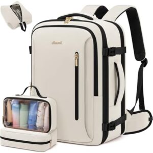 LOVEVOOK Travel Backpack For Women with Waist Strap, 40L Carry On Backpack Luggage Flight Approved,TSA Personal ltem Travel Bag Essentials Fits 17.3 Inch Laptop,Weekender Daypack with 3 Packing Cubes