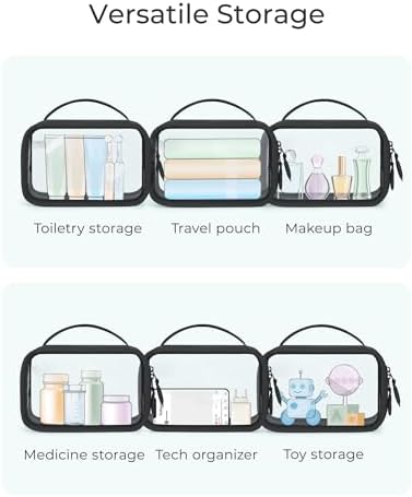 BAGSMART TSA-Approved Toiletry Bag, Large Opening Clear Makeup Bag with Handle, Quart Sized Travel Toiletry Bag, Carry-On Airline Compliant for Men and Women (Black) - Image 4