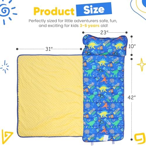 Nature’s Haven Lightweight Nap mat for Kids with Plush Blanket, Removable Pillow & Attached Straps – Soft Toddler Travel Bed with Roll Up Design – Perfect for Preschool, Daycare, Traveling - Image 5