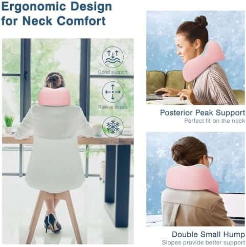 Travel Pillow for Airplane Memory Foam Neck Pillow, Soft & Support Travel Pillow for Travelling with Eye Mask, Earplugs and Storage Bag, Sleeping Rest, Car, Train and Home Use Cooling, Pink - Image 5