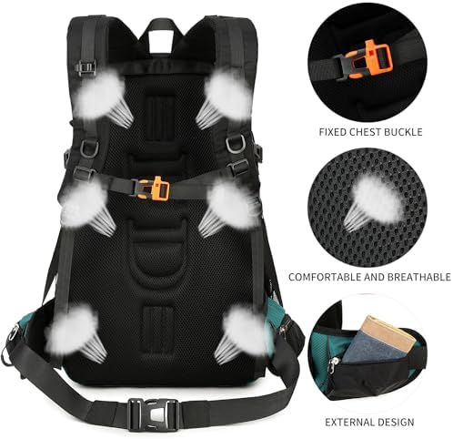 40L Waterproof Lightweight Outdoor Daypack Hiking,Camping,Travel Backpack for Men Women Dark Green - Image 4