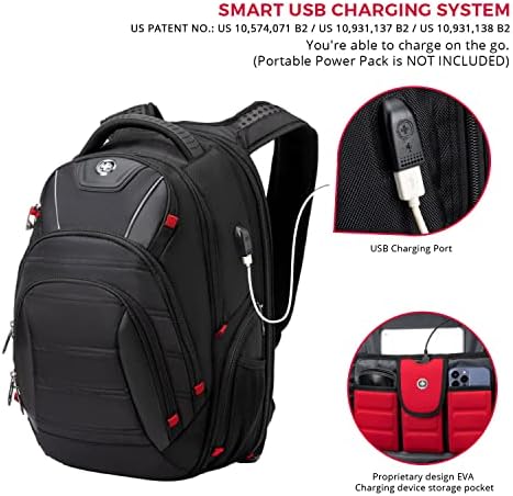 Swissdigital Design Travel Backpack for men, TSA Friendly USB Charging RFID Protection Business Backpack Fits 15.6" Laptops Black | J14-BR - Image 2