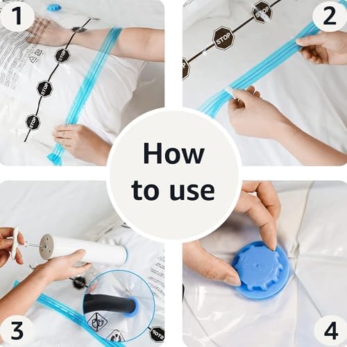 Amazon Basics Vacuum Compression Space Saving Storage Bags with Hand Pump for Clothes Packing, Ideal for Blankets, X-Jumbo Pack of 4 - Image 4