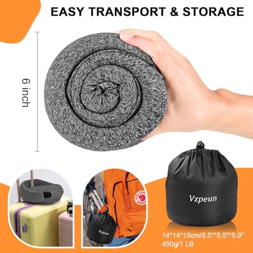 Travel Pillow - Hooded Neck Pillow Airplane, Memory Foam Pillow for Plane, Office, Cars Sleeping, Long Flight Must Haves, Road Trip Essentials Accessories for Adults (Dark Gray) - Image 6